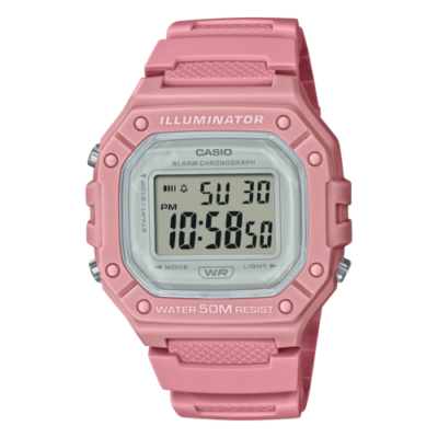 Casio W218HC-4AV, 50 Meter WR Chronograph Watch, Alarm, Pink Resin