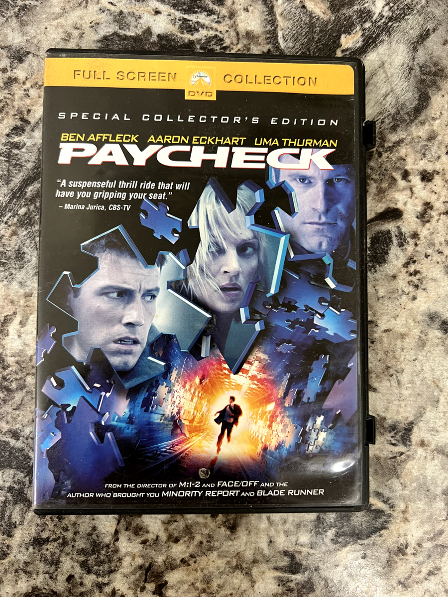 Paycheck Special Collector's Edition (DVD, 2003) Ben Affleck, Uma Thurman