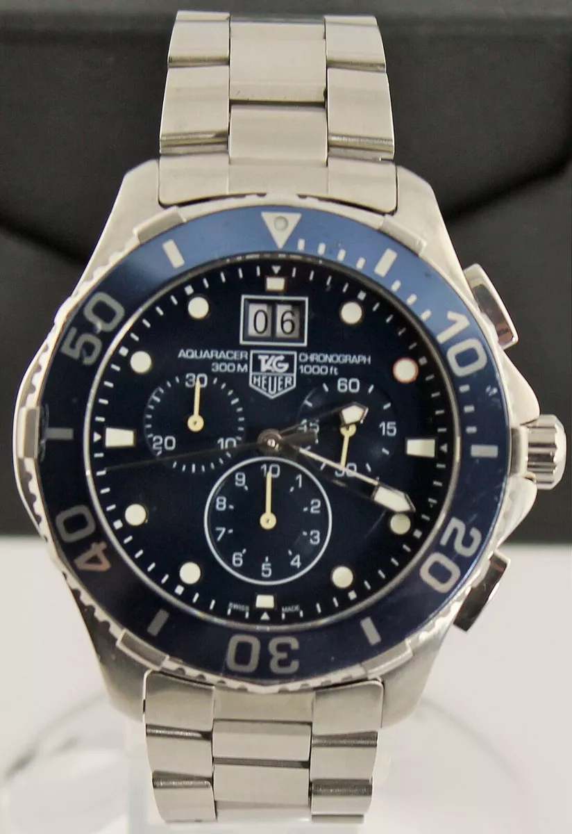 CAN1011.BA0821 TAG HEUER AQUARACER QUARTZ CHRONOGRAPH BIG DATE MEN S BLUE WATCH