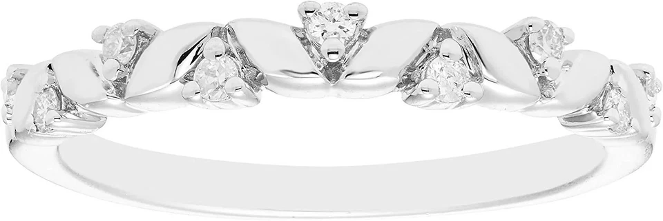 Diamond 1/10cttw Chevron Floral Ring in Sterling Silver - Image 2 of 4