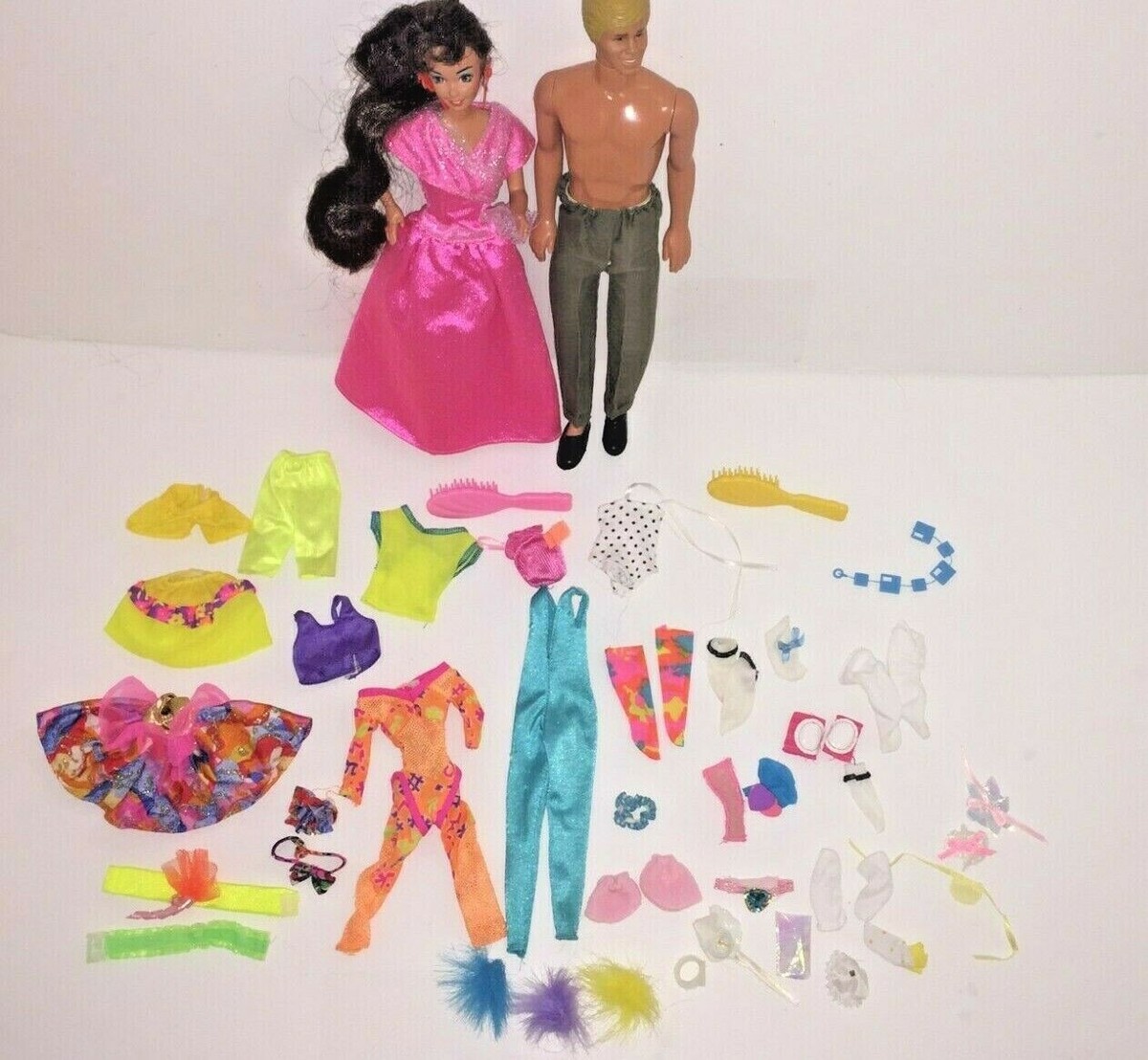 Vintage 70s 80s Barbie & Ken Dolls Lot Of 10 Mattel W/Clothes