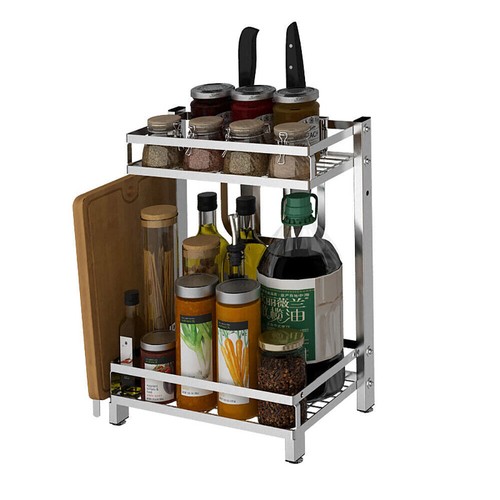 2 Tier Stainless Steel Kitchen Counter Shelf Spice Rack Coffee Bar Organizer - Picture 4 of 6