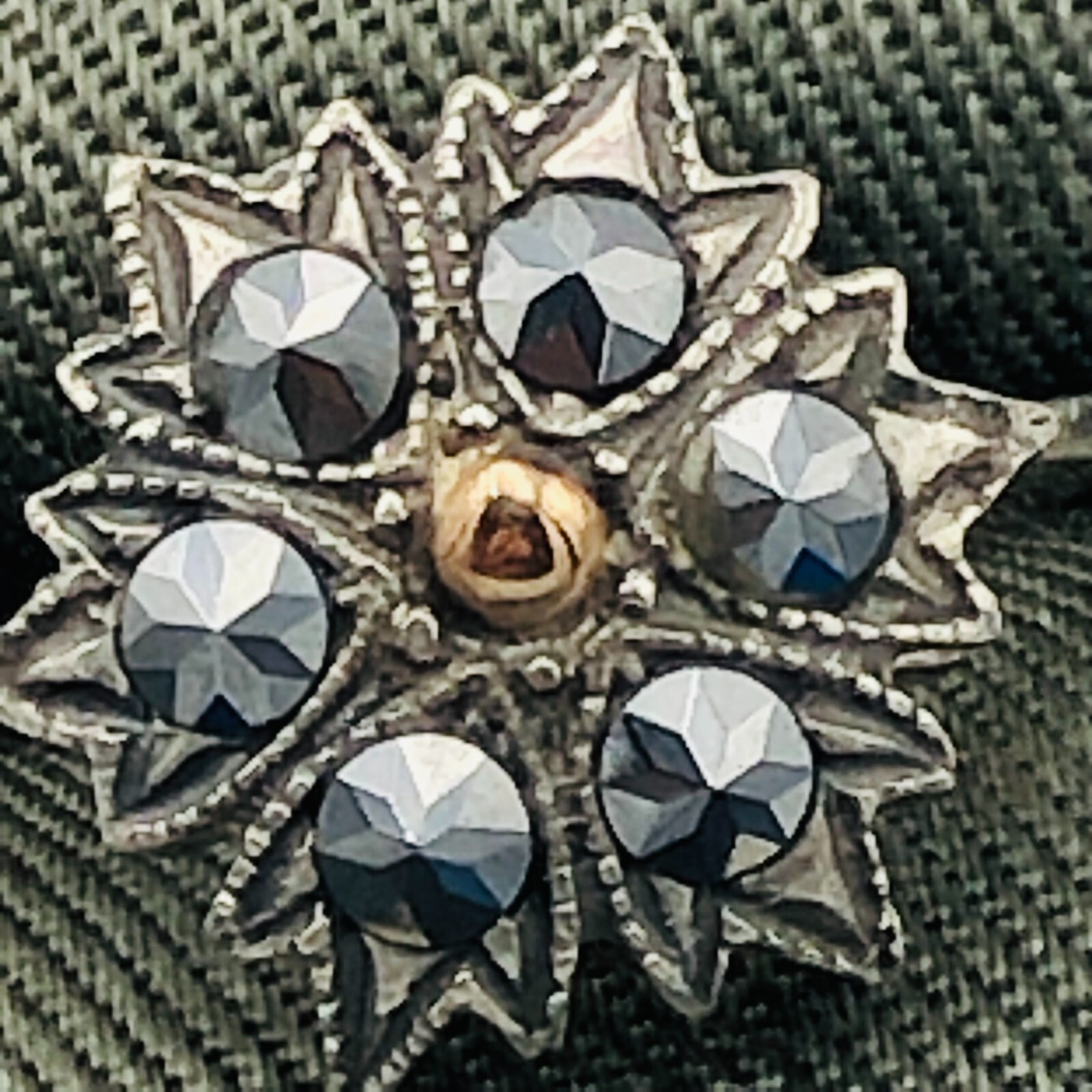 Vintage Marcasite Flower Ring Solid Silver 875 14… - image 6