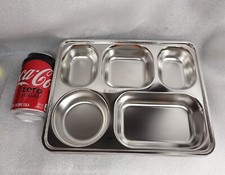 4 Pack SUS304 Stainless Steel Divided Plates Tray 5 Sections, Portion Control