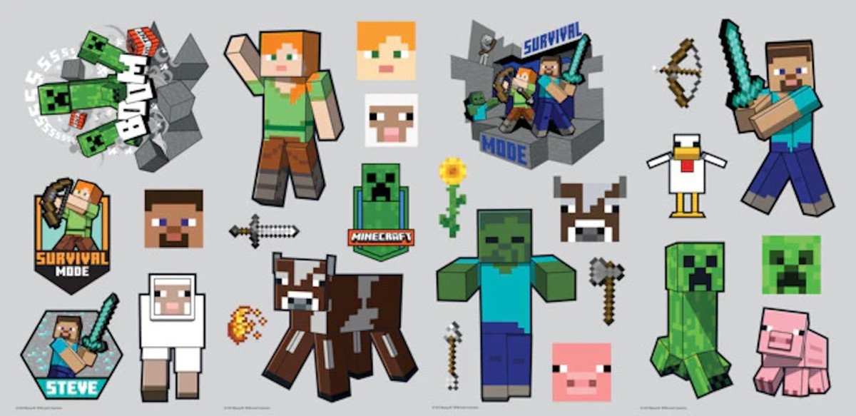 Minecraft Wiederverwendbare Aufkleberfolie – 25 Stück Mit Charakteren, Offizielles Lizenzprodukt