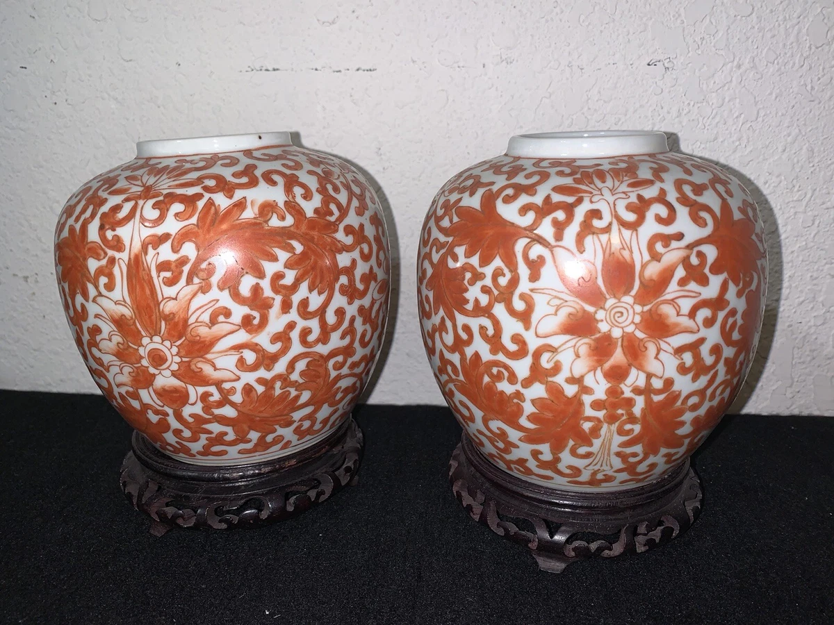 红色中国古董花瓶| eBay