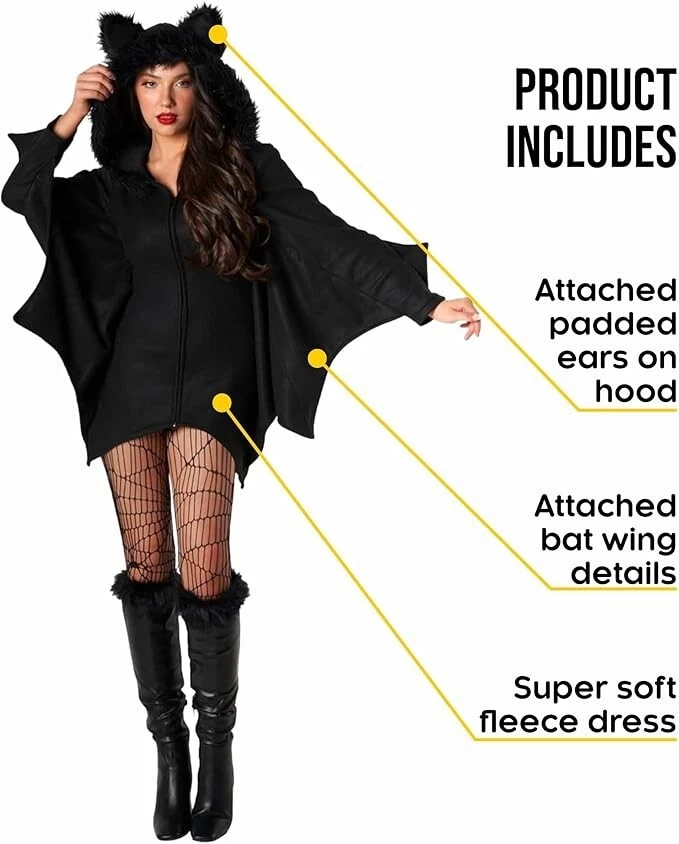 Disfraz de animal de Halloween para mujer + alas S - 3XL abrigo de bruja vampiro aterrador para mujer Foto 3 de 4