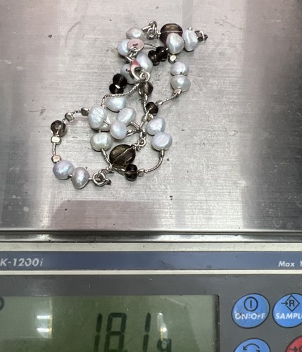 Silpada Freshwater Pearl Smokey Quartz Bead Sterling 17” Necklace 18.1gr - Picture 5 of 6