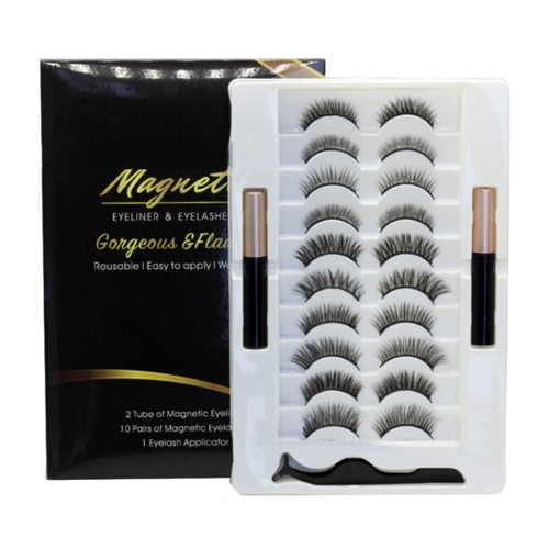 Waterproof Magnetic Eyeliner with Eyelashes and Tweezer 10 Pairs Set Long Lashes - Picture 11 of 14
