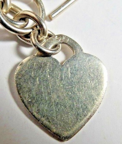VINTAGE WOMEN STERLING SILVER CHAIN CHARM HEART BRACELET 7 1/2"lg 7MM 26.85gr.. - Picture 4 of 5