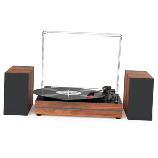 Vintage Record Player with External Wood Red Come with External Speakers