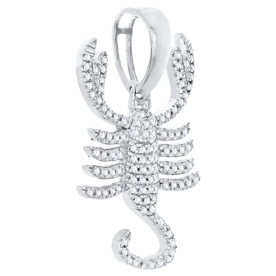 Cadena colgante signo escorpio horóscopo diamante certificado 0,30 quilates oro blanco de 10 quilates Foto 3 de 4