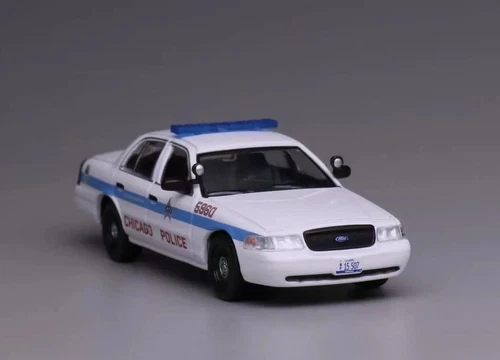 1:64 596 White Chicago Police Crown Victoria CV EN114 Model Diecast Metal Car - Bild 3 von 5