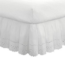 Fresh Ideas Ruffled Eyelet Bed Skirt Dust Ruffle with Gathered Styling and Em...