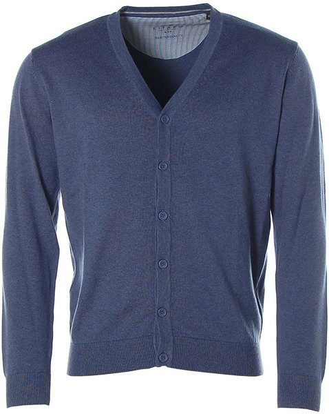 Kitaro Herren Strickjacke Cardigan Feinstrick Jacke V-Ausschnitt Blau Xxl Y2354-image