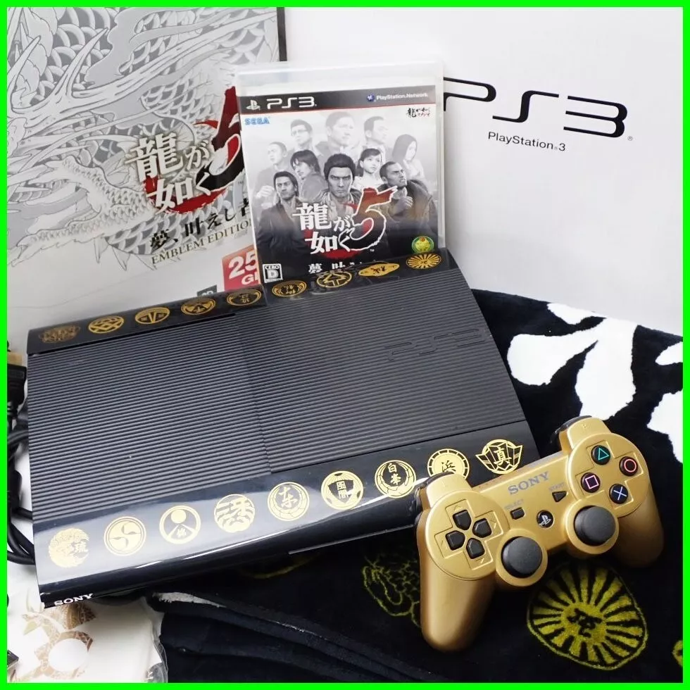 PS3 Console Yakuza 5 Emblem Edition Ryu ga Gotoku With Bonus towels and  stickers