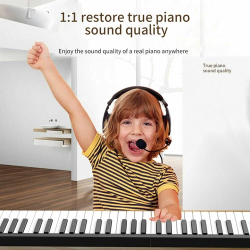 88-Tasten klappbar Keyboard Digitalpiano elektrisch Klavier mit Umhängetasche DE - Bild 5 von 12