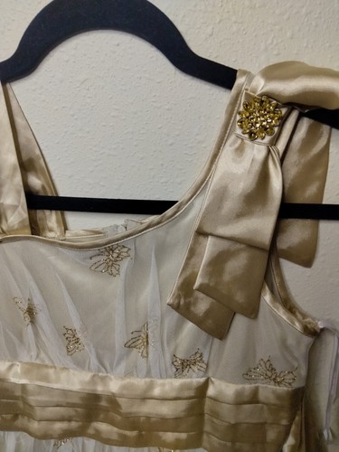 Beautiful Girls Size 12 My Michelle Dress Gold Glitter Butterflies Christmas - Picture 2 of 6