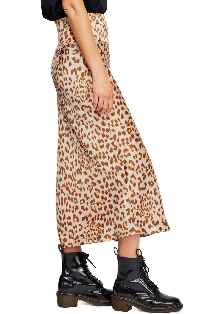 NWT Free People Normani Leopard Print Bias Cut Midi Skirt 0 $98 | eBay