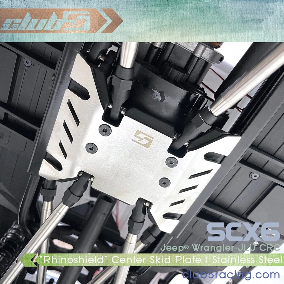 "Rhinoshield" Stainless Center Skid Plate Guard for Axial SCX6 Jeep JLU Wrangler - Image 2 of 4
