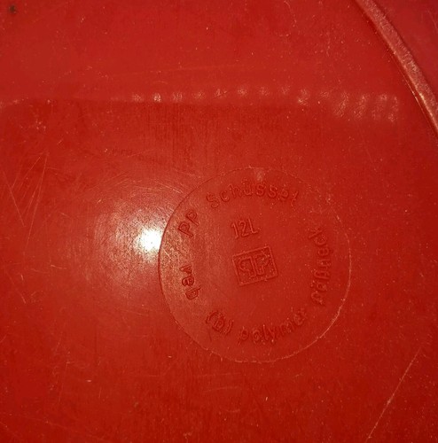 DDR Plaste Wasch Schüssel Waschschüssel Pneumant Durchmesser 38 cm Rot - Bild 4 von 6