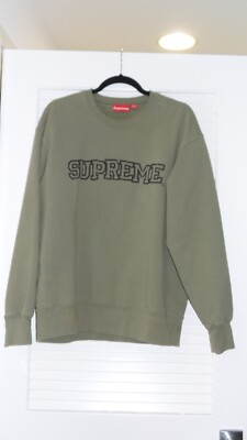 SUPREME SHATTERED LOGO LIGHT OLIVE CREWNECK SWEATSHIRT SIZE M | eBay