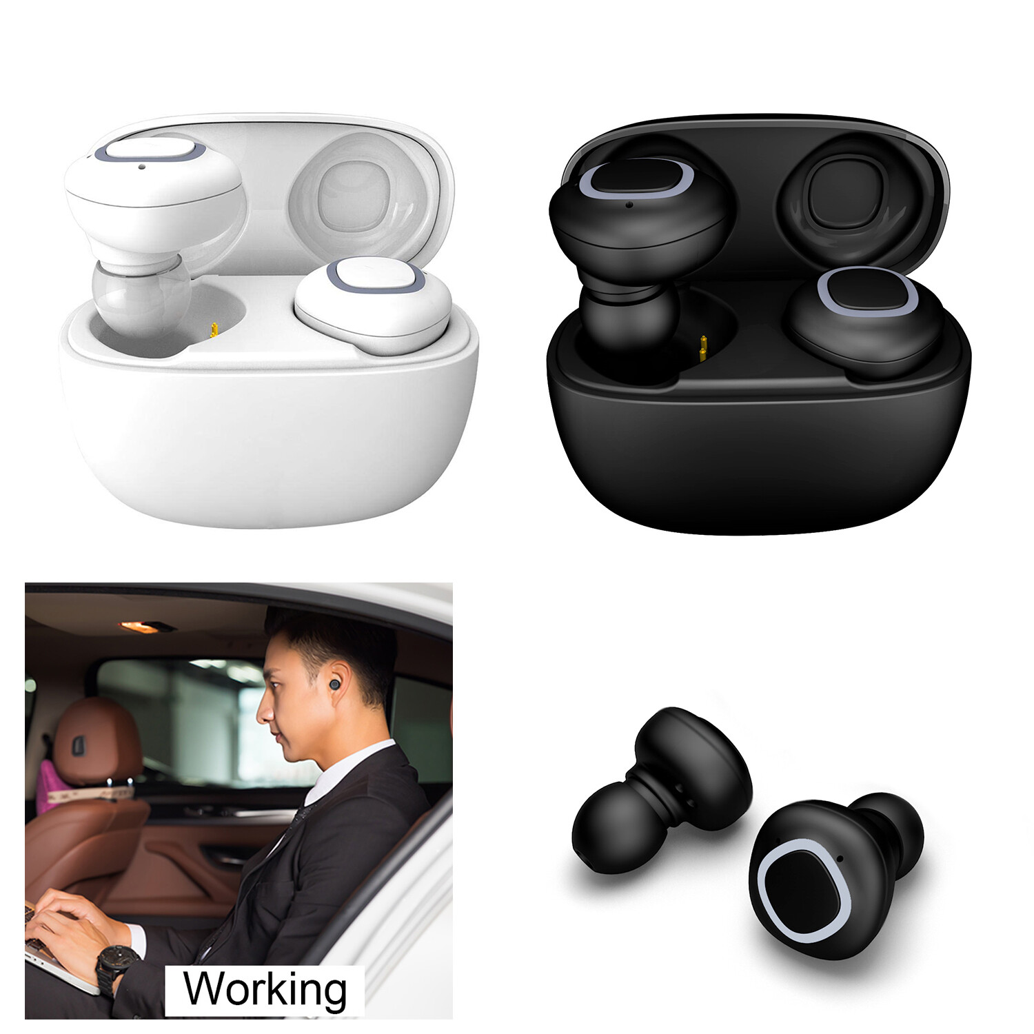 Wireless Bluetooth 5.0 Earbuds IPX7 Waterproof Stereo Headphones 4H Talk Time-image
