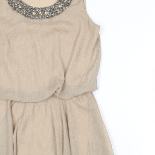 Tiana B Womens Beige Polyester Blend A-Line Size 10 - Picture 5 of 10