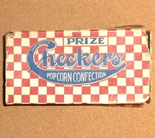 Early Antique Shotwell's Checkers Popcorn Box.  Competitor of Cracker Jack 2 oz.