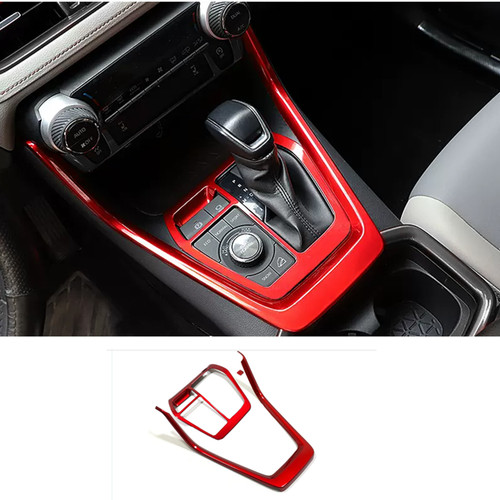 NEW ABS Red Console Gear Shift Box Panel Trim 3pcs For Toyota RAV4 2019-2023