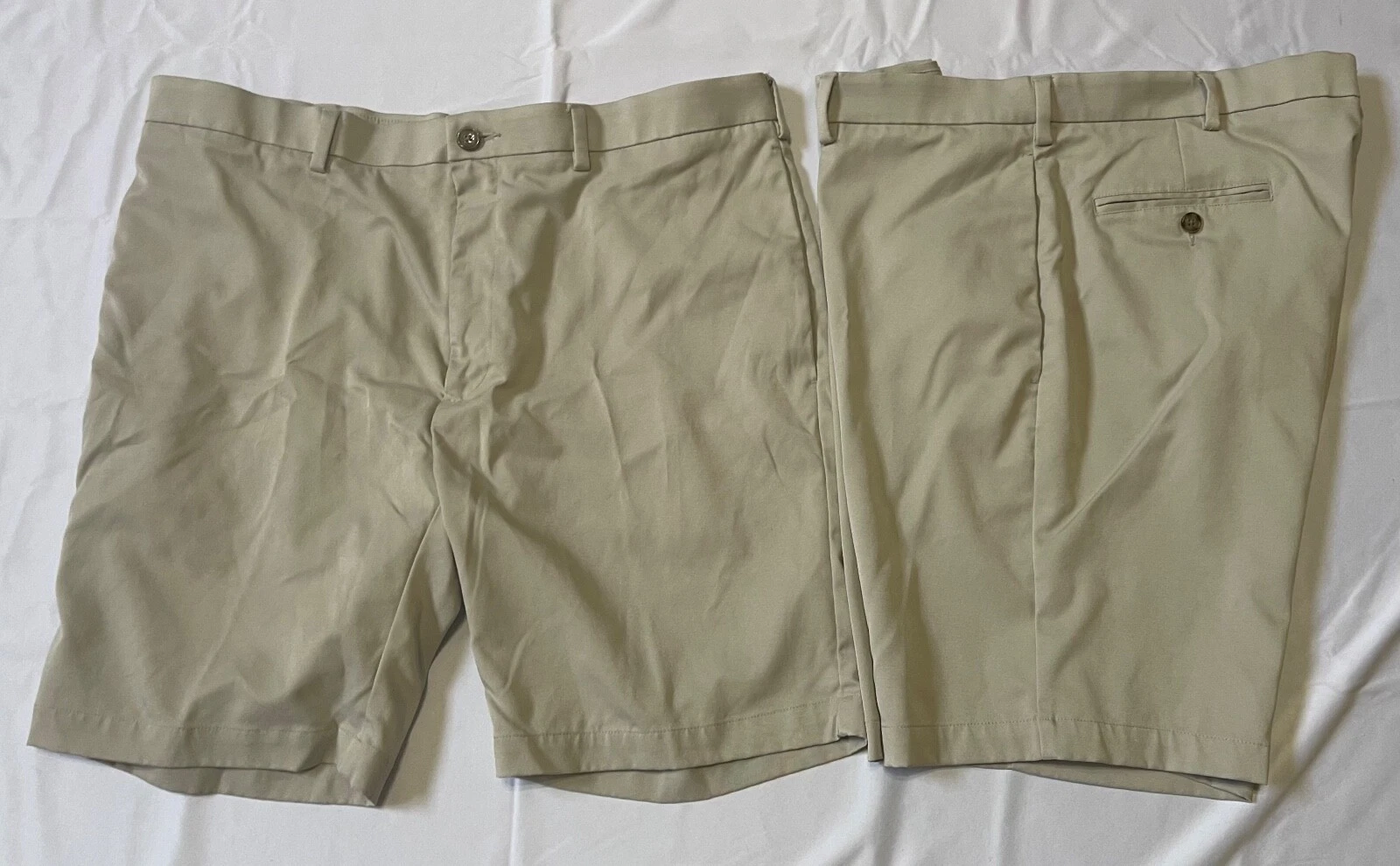 Roundtree & Yorke Shorts Mens 40 Chino Khaki Tan Casual Stretch. LOT OF 2