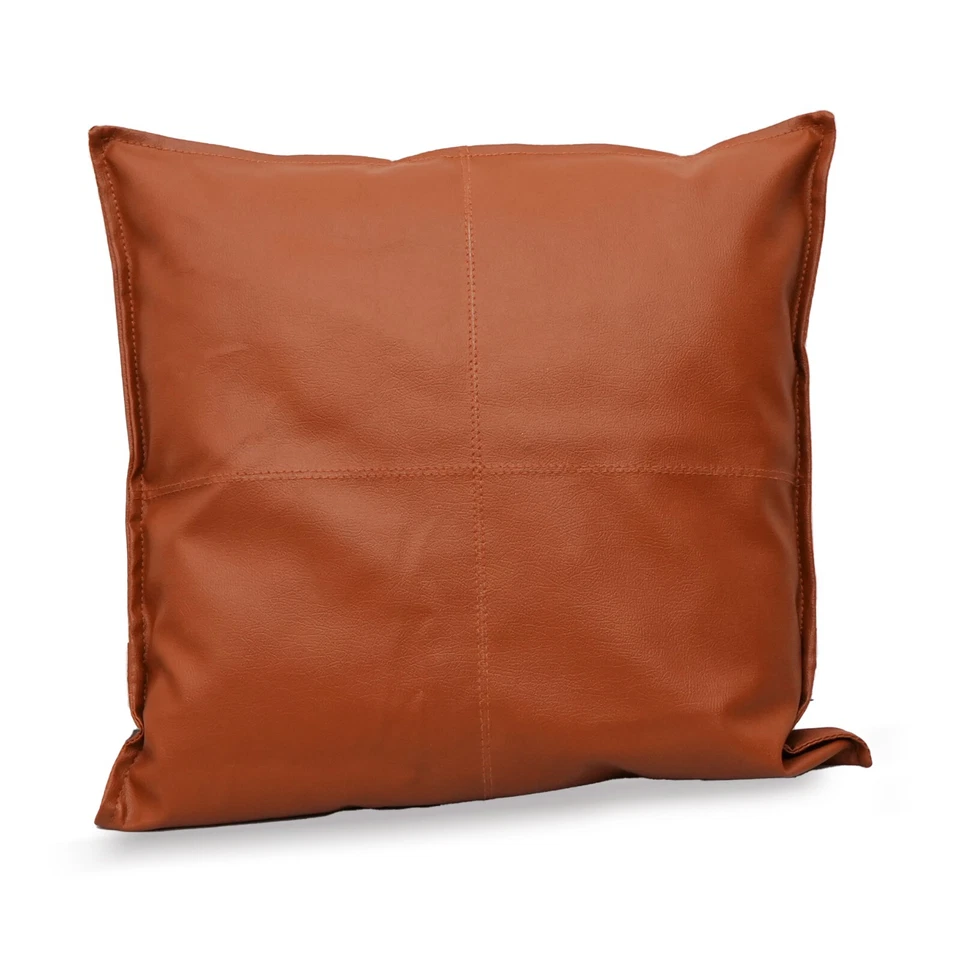 Capa de travesseiro de couro sintético macia capa de almofada - Marrom - Imagem 4 de 4
