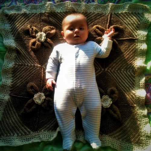 Large Knit Blanket - Giant Knit Throw Blanket, Hand Knit Alpaca Baby Shower Gift - Picture 3 of 11