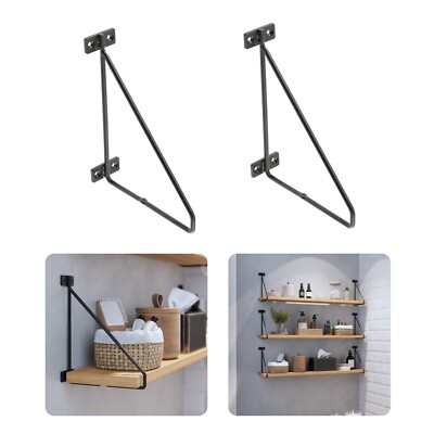 2x Regalträger Wandhalter Stange Halterung 21cm x 17cm schwarz matt Stahl Industrial