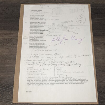 Signed Autographed PJ Harvey Lwonesome Tonight Hand Signed Lyric Card