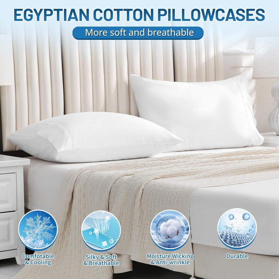 100 Cotton Pillow Cases King SizeEgyptian Cotton Pillowcases Set of 2