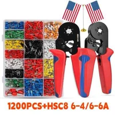 Terminal Cable Wire Connector Plier Block Cord Tube Suit Crimping Sleeve 1200Pcs