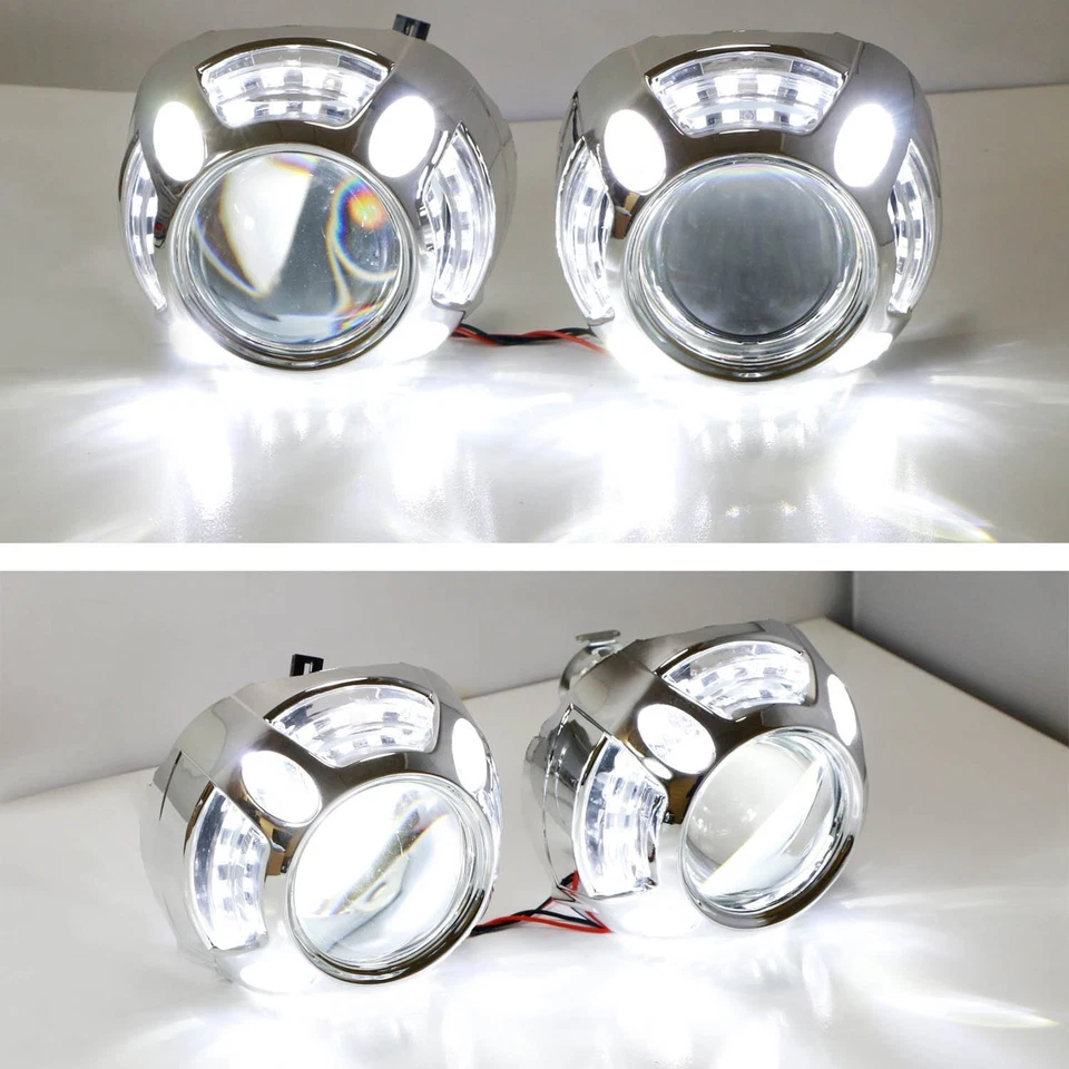 3.0" H1 Bi-Xenon Projector Lens For Headlights w/ Porsche Style 4-LED DRL Shroud - Image 4 of 4
