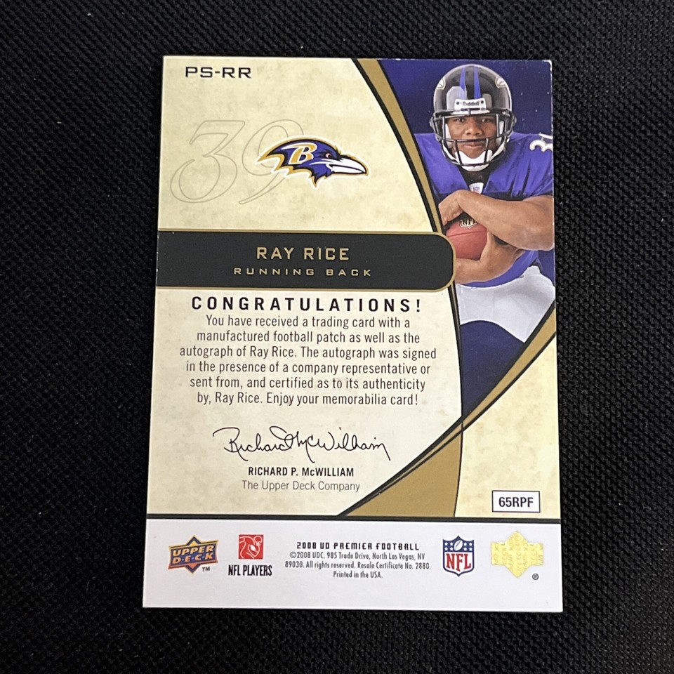 RAY RICE AUTHENTIC CERTIFIED ROOKIE SIGNED AUTOGRAPHED CARD BALTIMORE ...