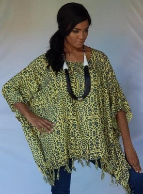 yellow green top poncho tunic animal M L XL 1X 2X 3X zv792