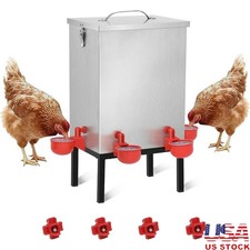 Automatic Chicken Waterer Stainless Steel Feeder No Waste Hydration System 3Gal