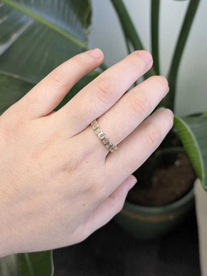 1.6cts Golden Glow Lab Created Diamond Band Ring: Solid 14k Yellow Gold - Image 2 of 4