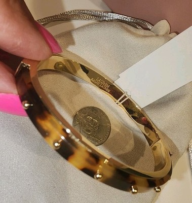 Ralph Lauren Tortoise Gold Studded Bangle Signed Designer Bracelet
