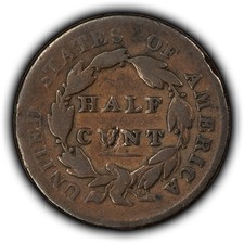 1828 1/2c Classic Head Half Cent - Rare Brothel Token - SKU-Y6229