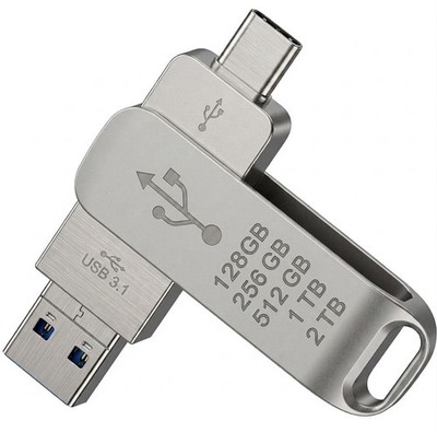 ''2-in-1 USB 3.0 & Type-C Flash Drive, High Speed, Metal Rotating Design''