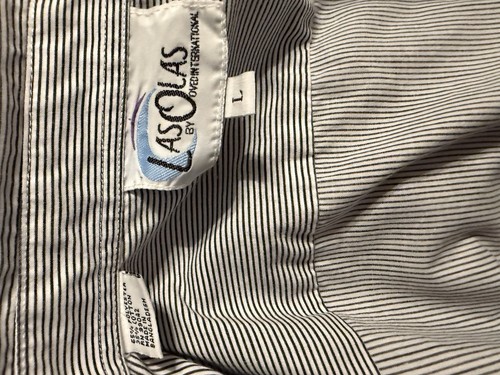 Vintage Las Olas Embroidered Striped Button Down Shirt Perfume Heels Rhinestones - Picture 6 of 7