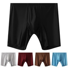 Satiny Ice Silk Boxers Men Quick-Dry Soft High Stretch Mid-Rise Underwear
