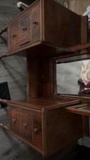 Antique Wood Vanity Table with Rectangular Mi...