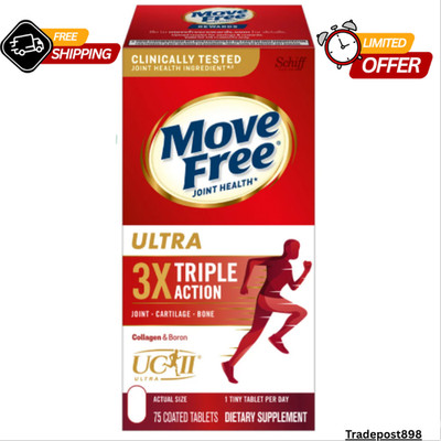 Move Free Ultra Triple Action Joint Supplement, Type II Collagen, 75 Tablets