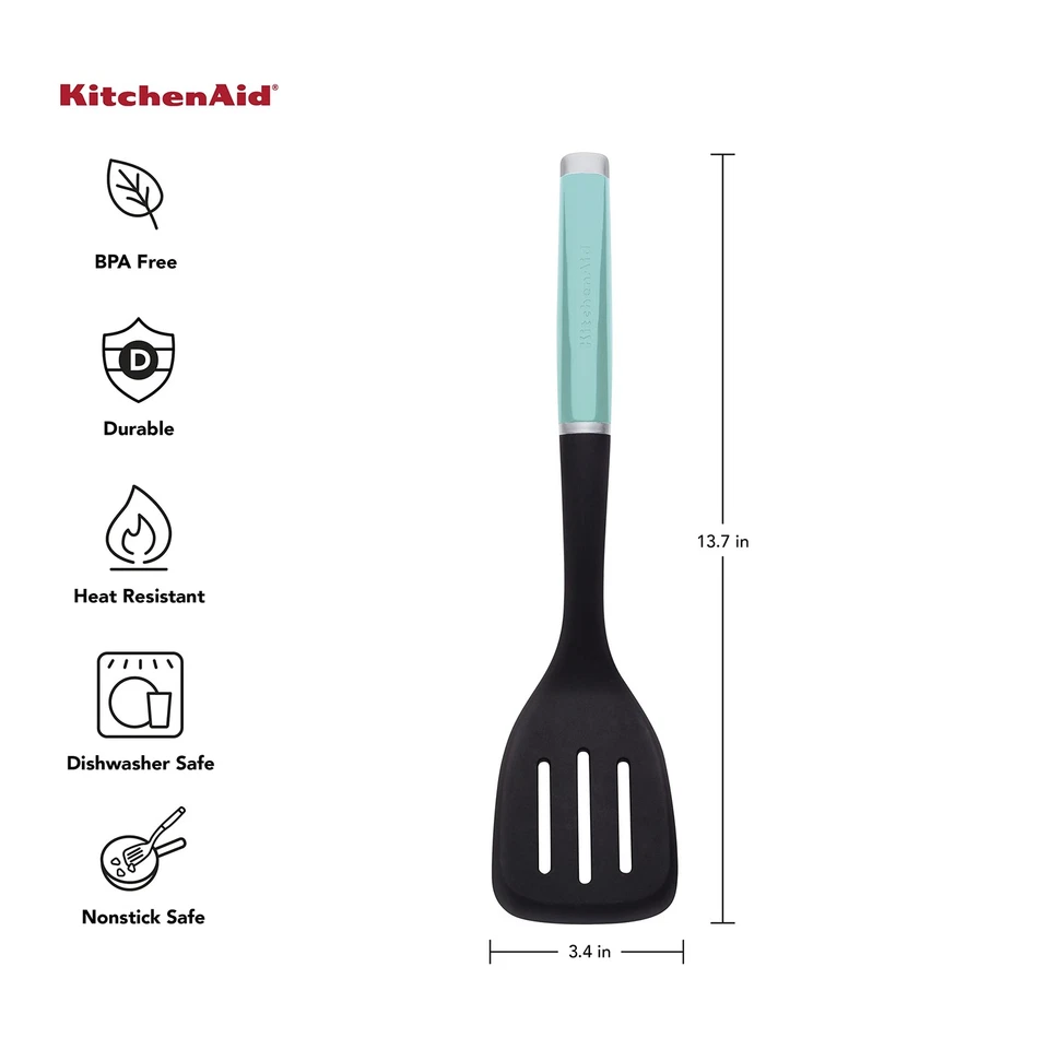 KitchenAid Classic Nylon Slotted Turner, 13.66-Inch, Aqua Sky - Image 3 of 4